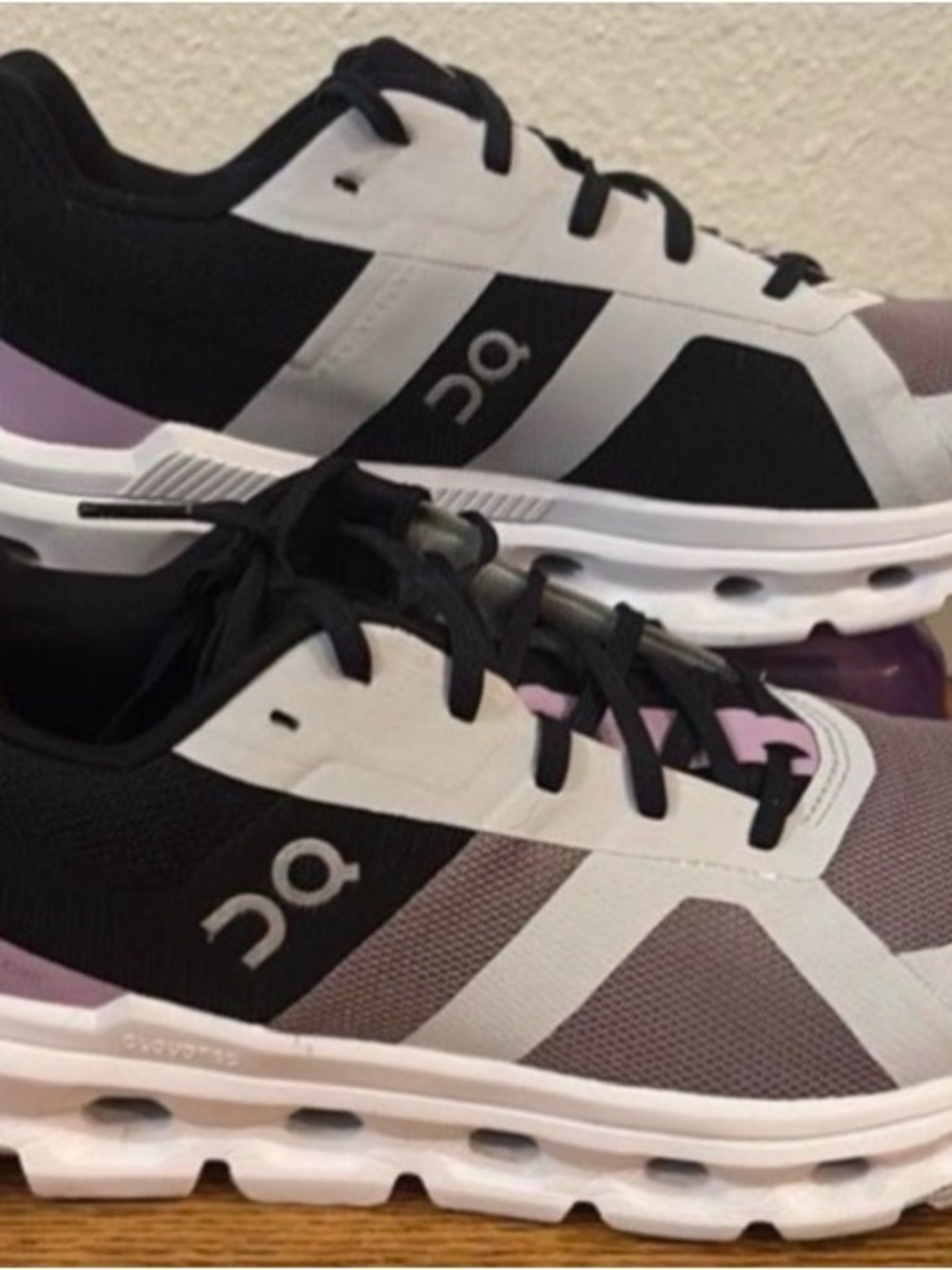 On Running Women’s Athletic Sneakers in Black, White & Light Purple